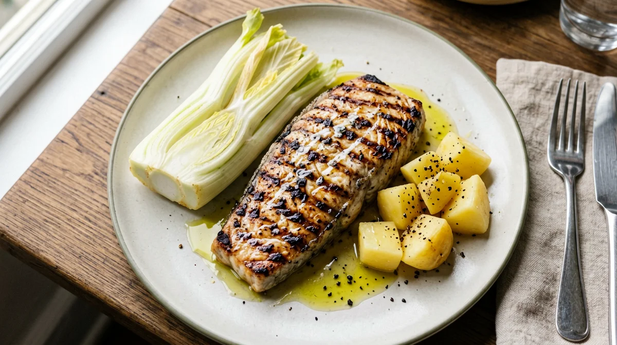 Pesce spada agli agrumi con finocchi e patate