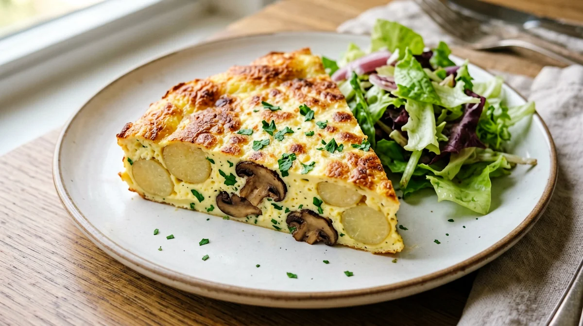 Baked porcini and potato frittata with salad