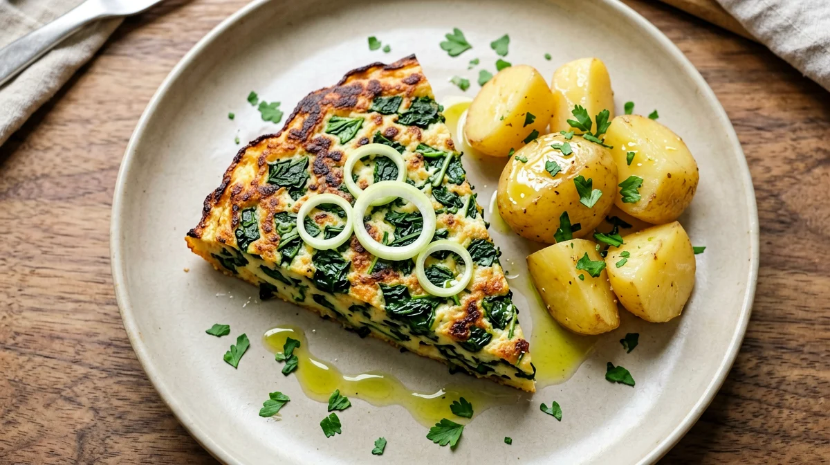Frittata di bietole e parmigiano con patate lesse