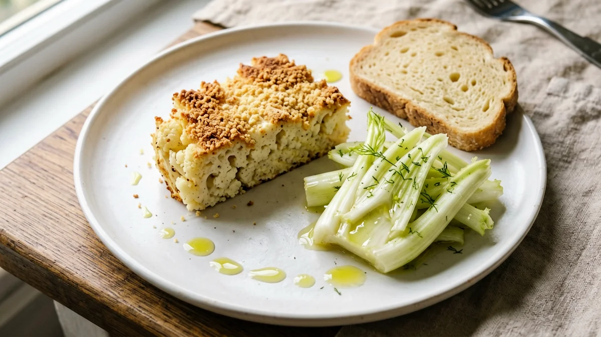 Sformato di cavolfiore e grana con insalata di finocchi