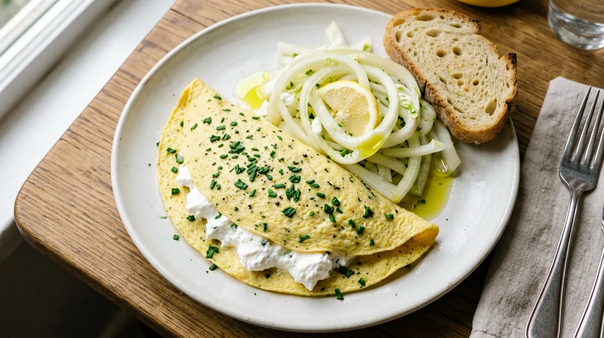 Herb omelette with ricotta and fennel salad