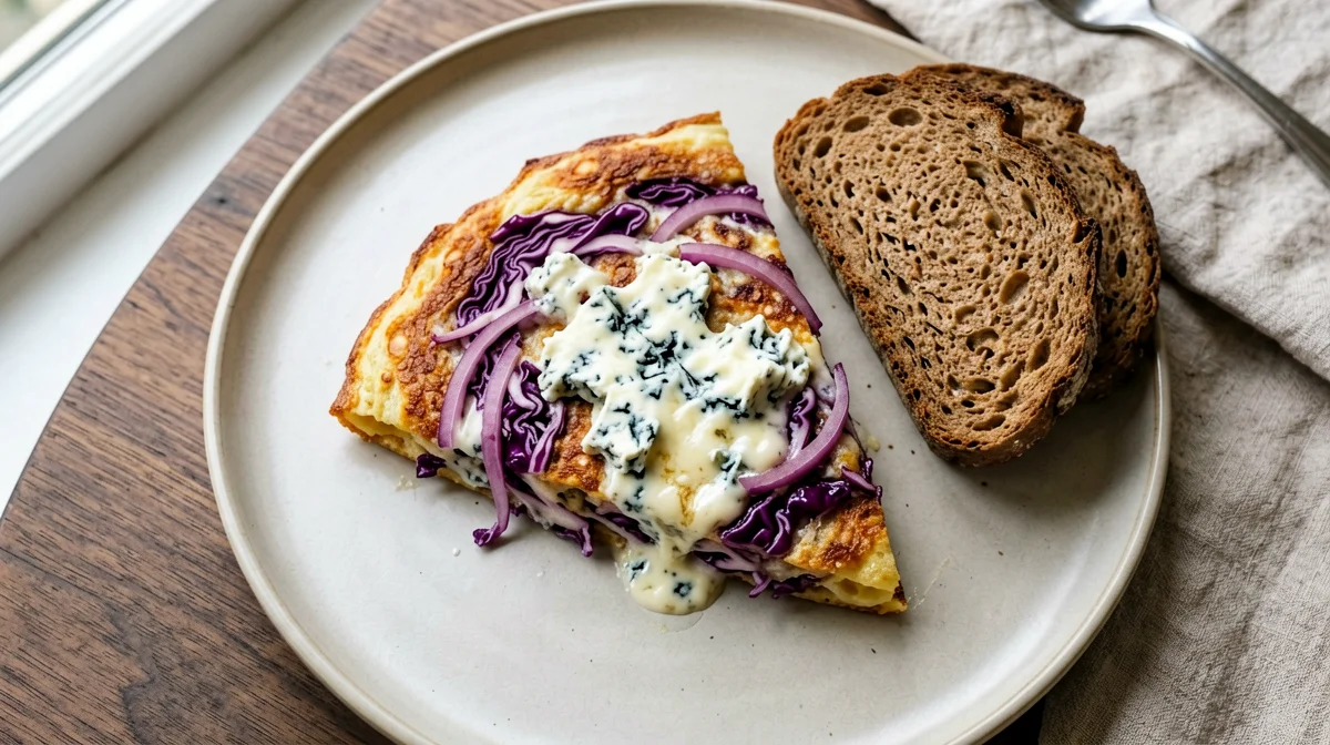 Radicchio and gorgonzola frittata with rye bread