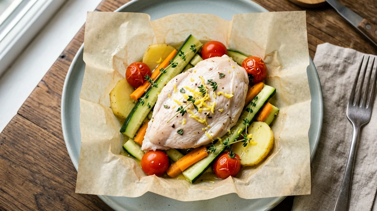 Pollo e verdure al cartoccio con patate