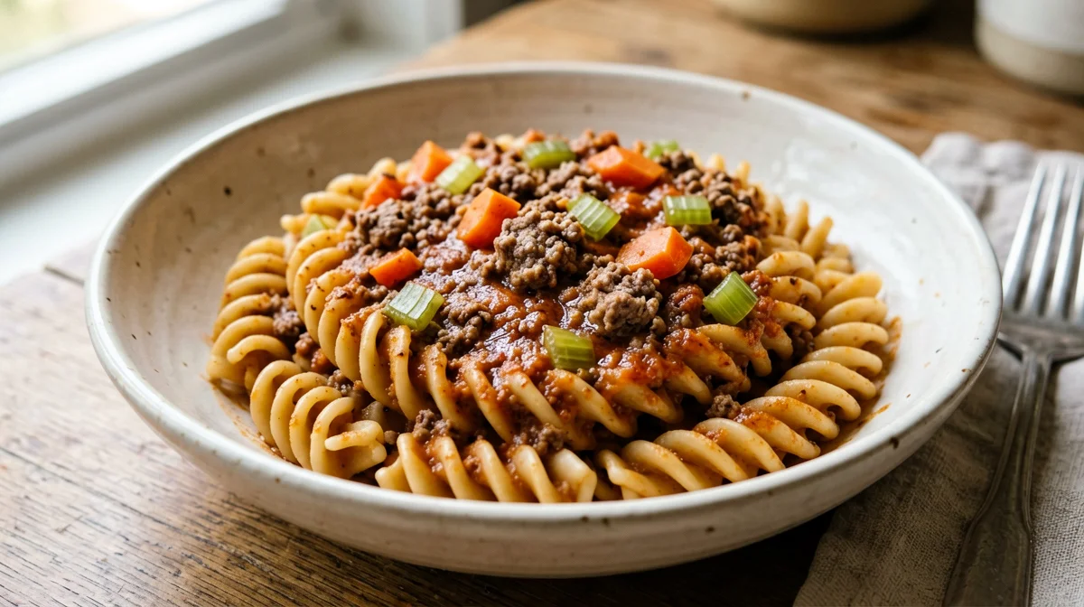 Fusilli al ragù magro di vitello e carote