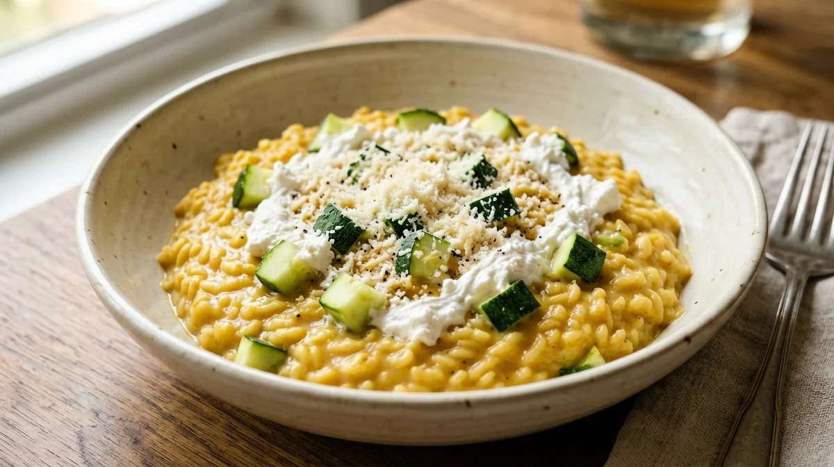 Risotto allo zafferano con zucchine e ricotta