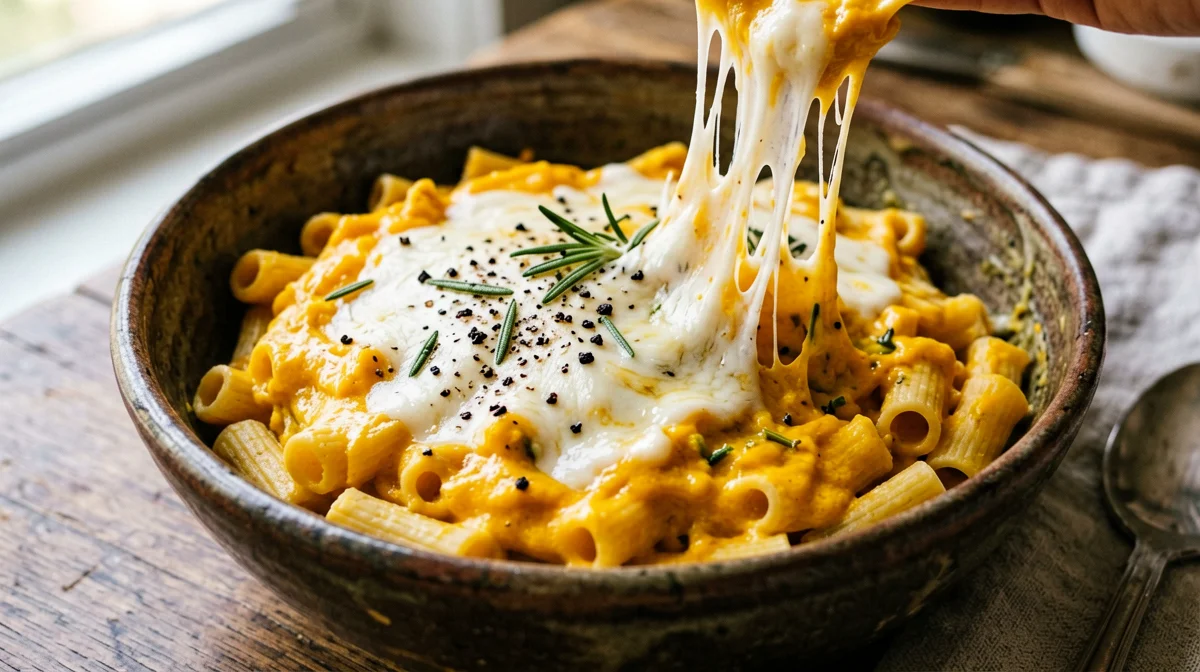 Pasta e zucca con provola e rosmarino