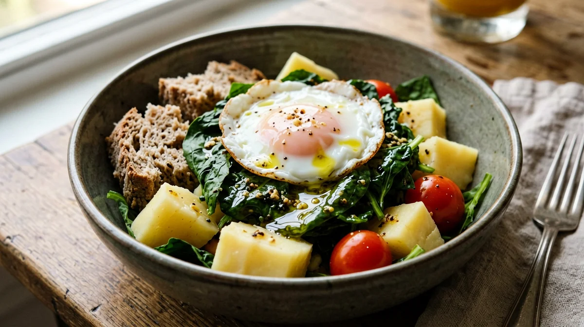 Apulian pancotto with rocket, potatoes and egg