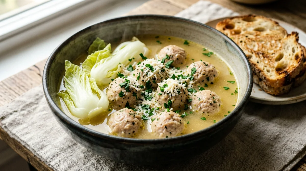 Escarole soup with turkey meatballs