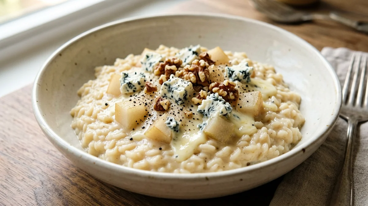 Pear and gorgonzola risotto
