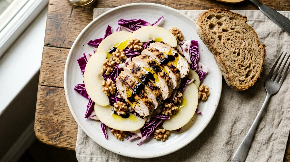 Insalatona di tacchino, radicchio, pere e noci