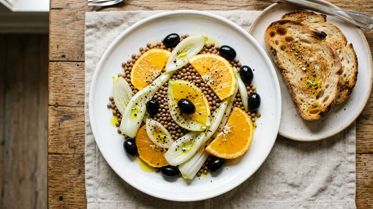 Lentil, fennel and orange salad