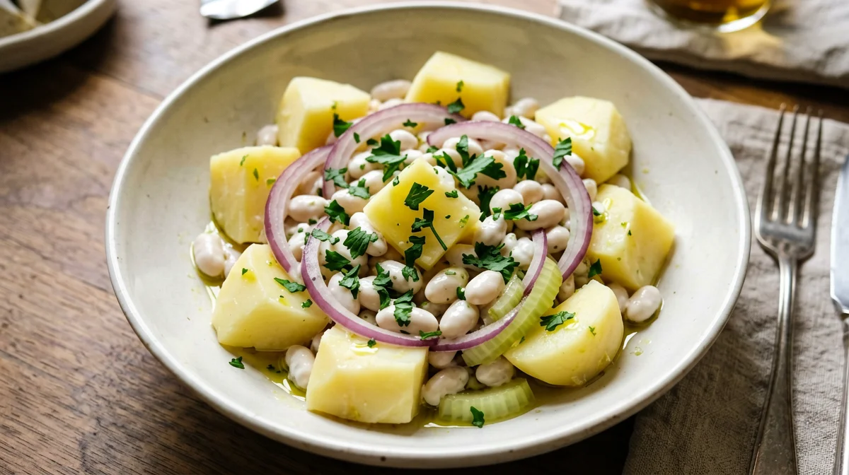 Potato, cannellini and red onion salad with parsley