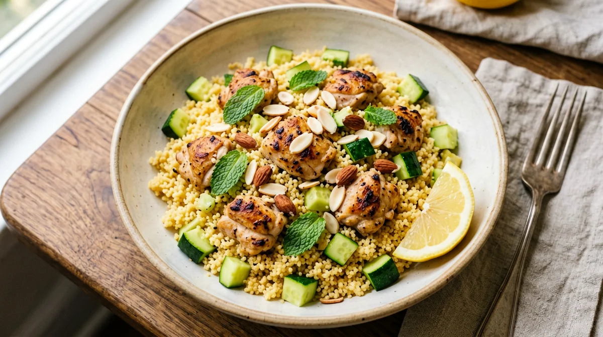 Cous cous con pollo, zucchine e mandorle