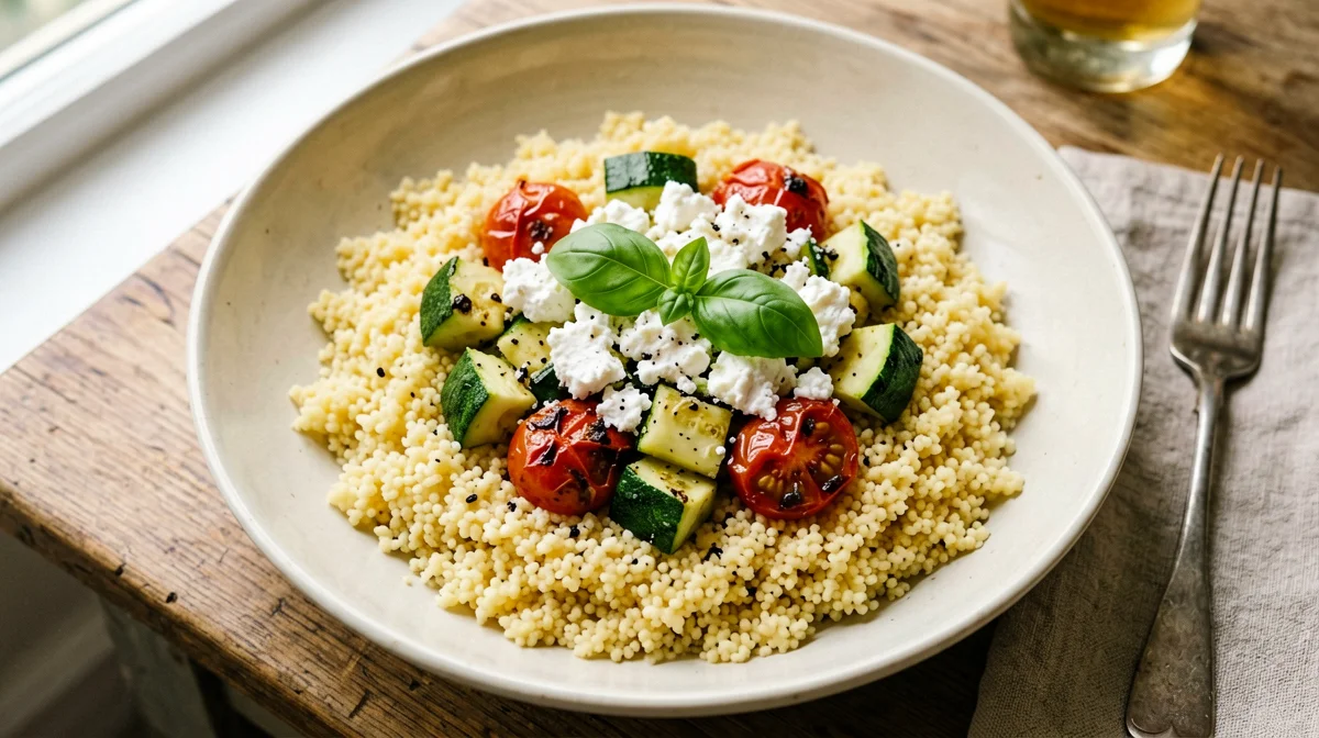 Cous cous con caprino, zucchine e pomodorini