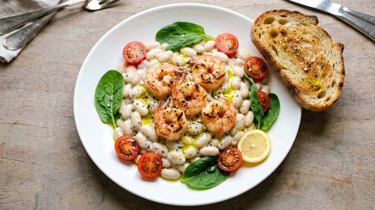 Cannellini, prawn and rocket salad