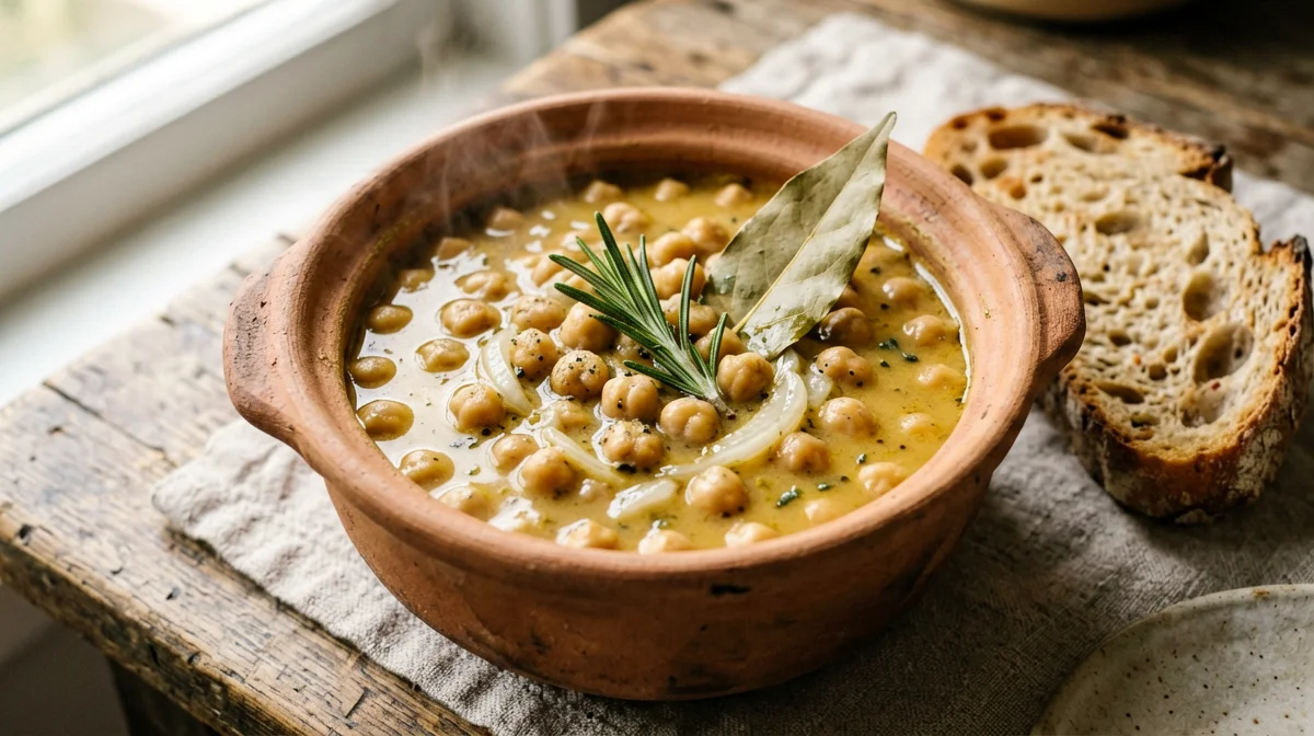 Revithada: baked chickpeas with onion and rosemary