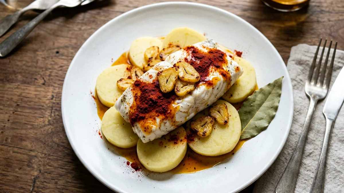 Merluza a la gallega: nasello con patate, aglio e paprika