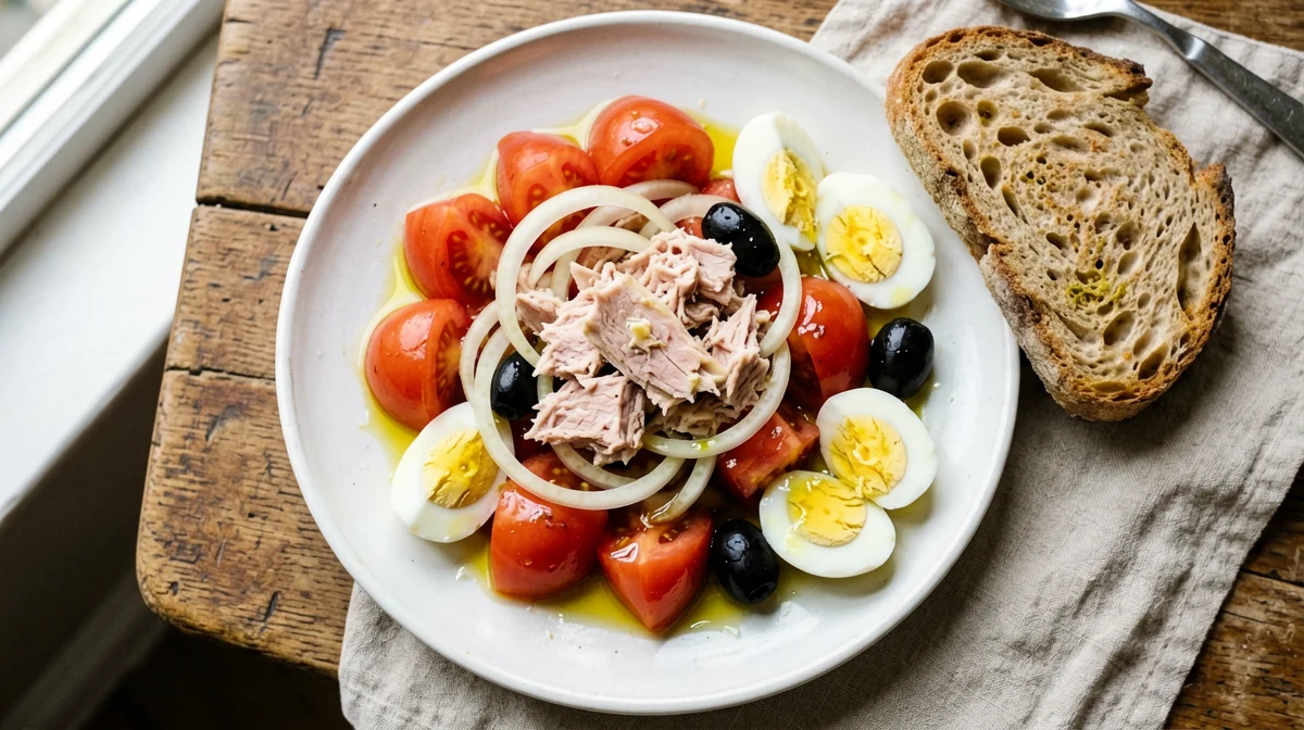 Ensalada murciana with tuna, eggs and olives