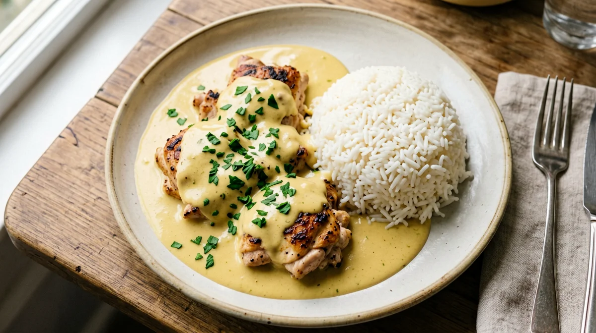 Light pollo en pepitoria with rice
