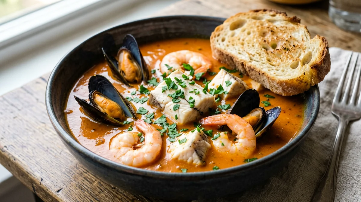 Zarzuela leggera di pesce con pane