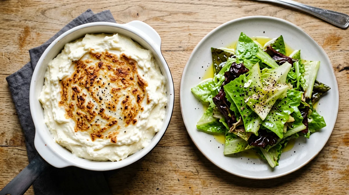 Light cod and potato brandade with salad