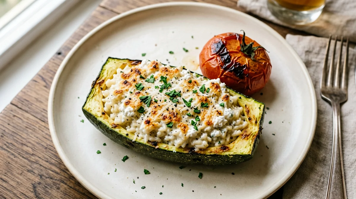 Petits farcis niçois di zucchine e pomodori con riso e ricotta