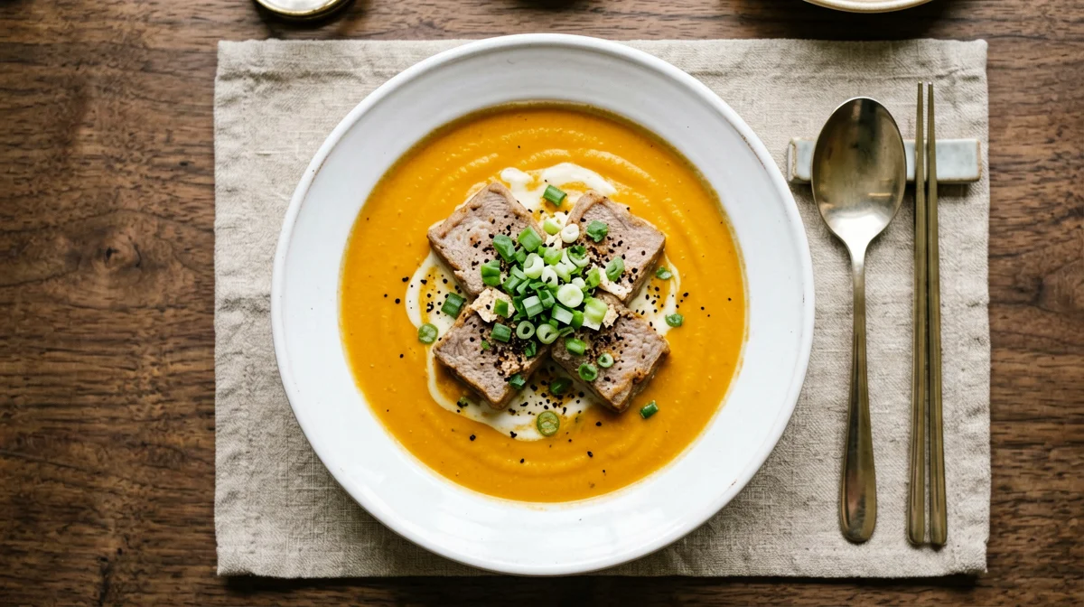 Crema di carote e zenzero con tempeh al tamari