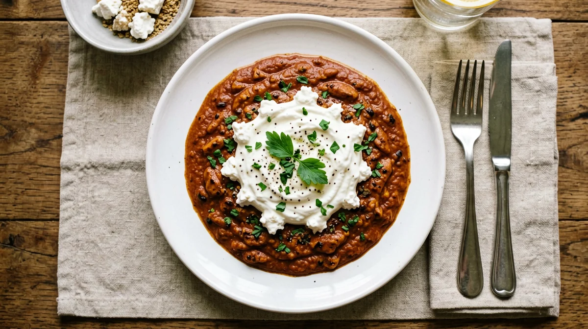 Shakshuka di peperoni con feta e yogurt greco alle erbe