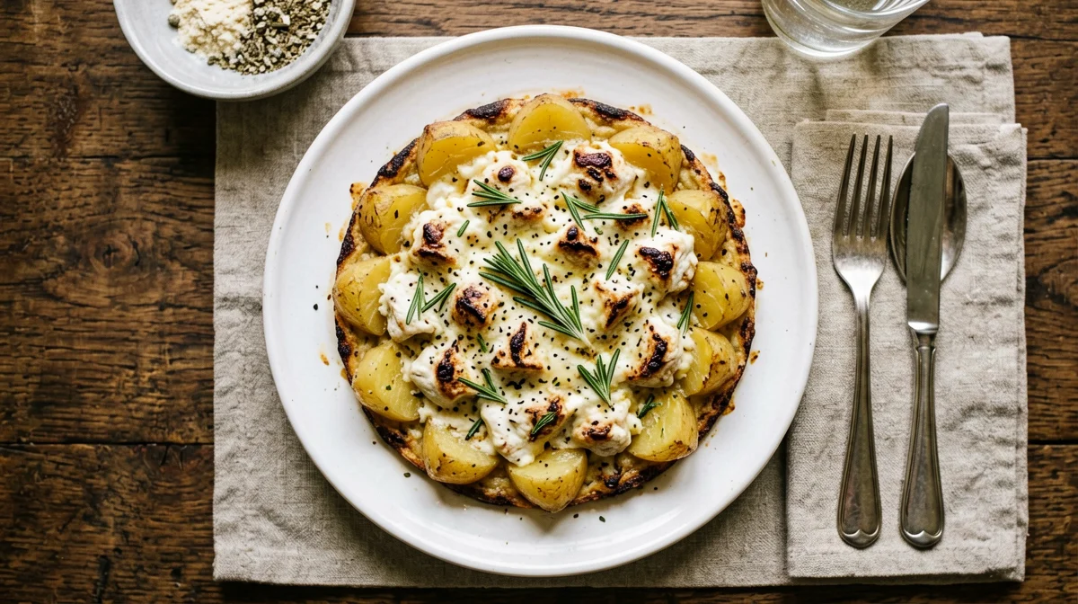 Potato and smoked scamorza bake with rosemary