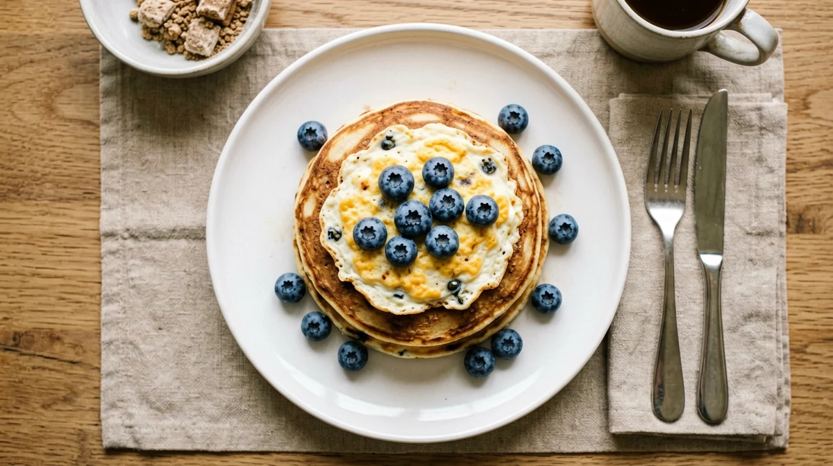 Pancake di avena e albumi con mirtilli