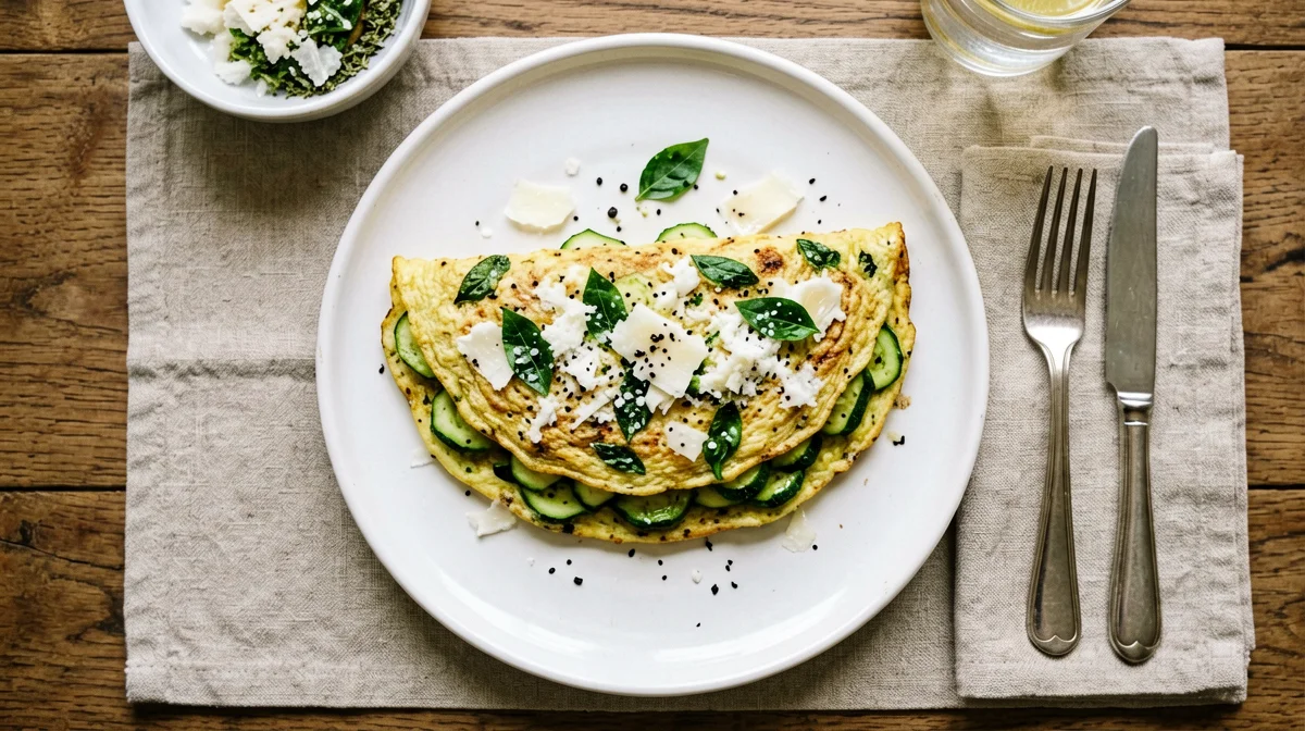 Courgette and mint omelette with pecorino