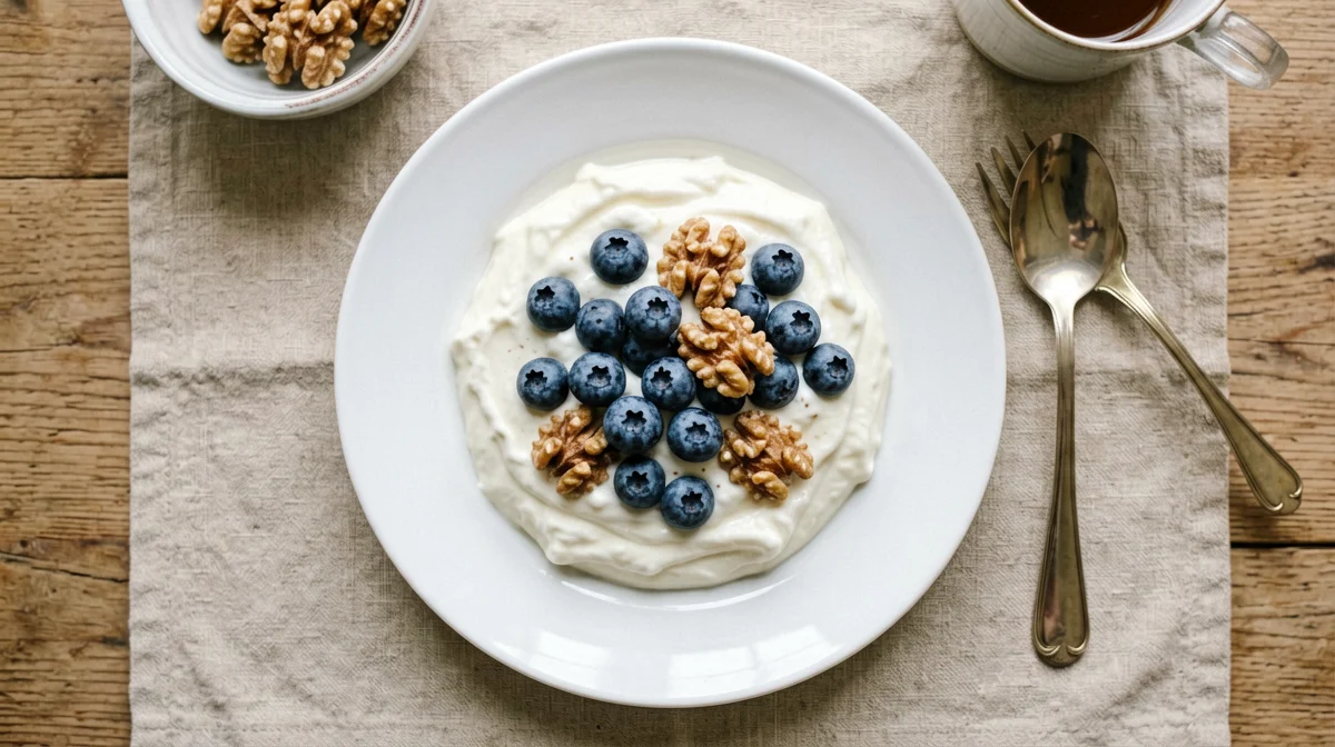 Yogurt greco senza lattosio con mirtilli e noci