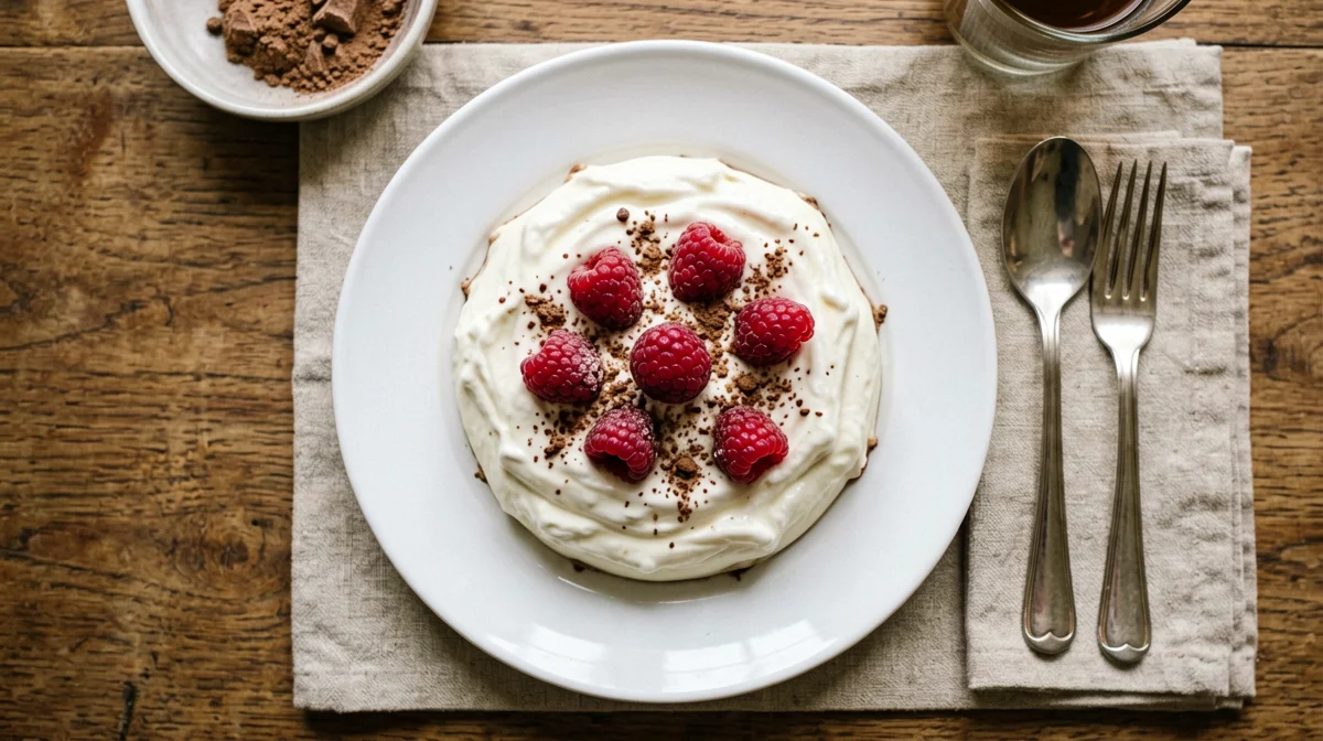Chocolate Greek yoghurt with raspberries