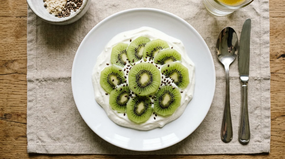 Yogurt greco con kiwi e semi di canapa