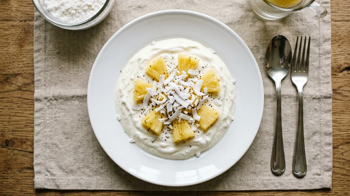Greek yoghurt with pineapple and coconut
