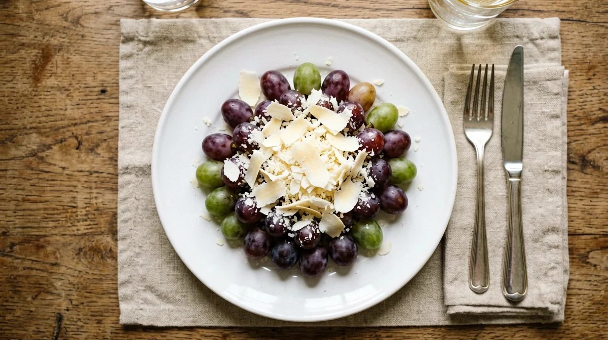 Scaglie di Parmigiano con uva