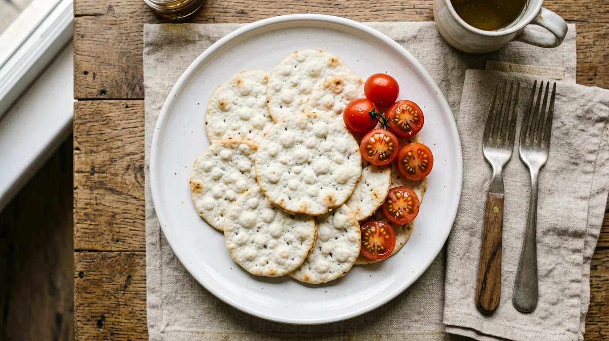 Corn cakes with Grana Padano and cherry tomatoes