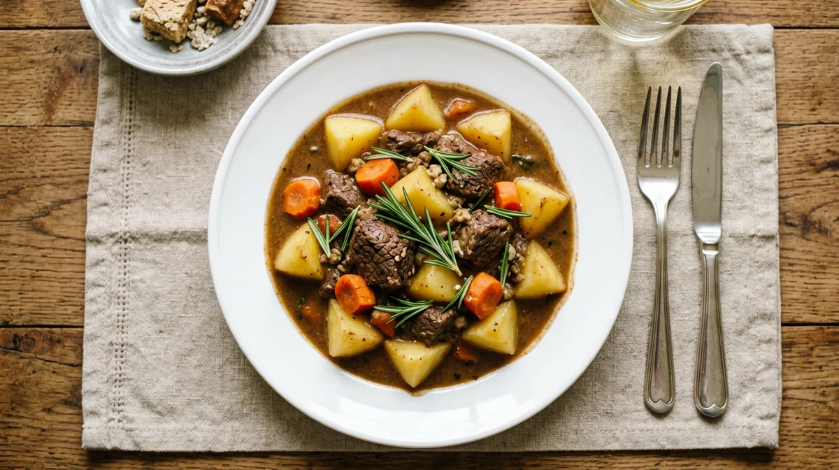 Spezzatino di manzo con patate e carote al rosmarino