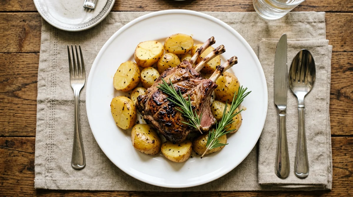 Agnello al forno con patate e rosmarino