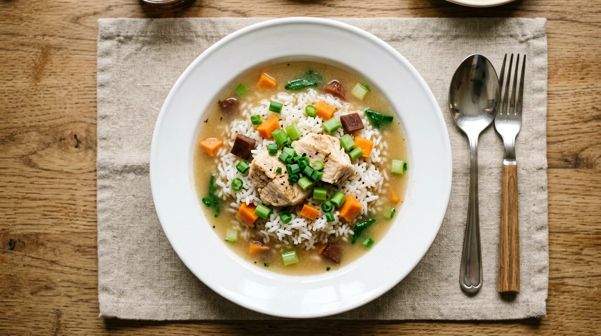 Chicken soup with rice and vegetables