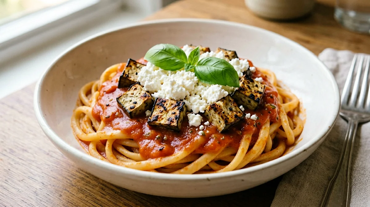 Pasta alla Norma con melanzane al forno