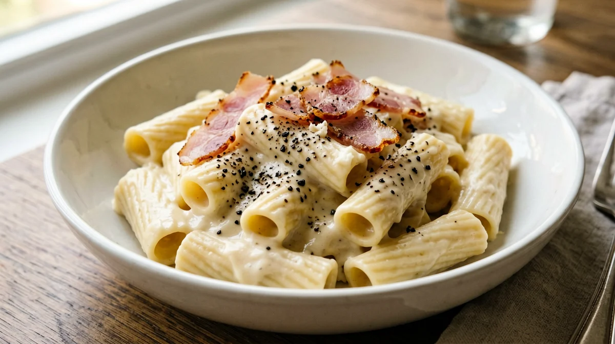 Rigatoni with guanciale and pecorino