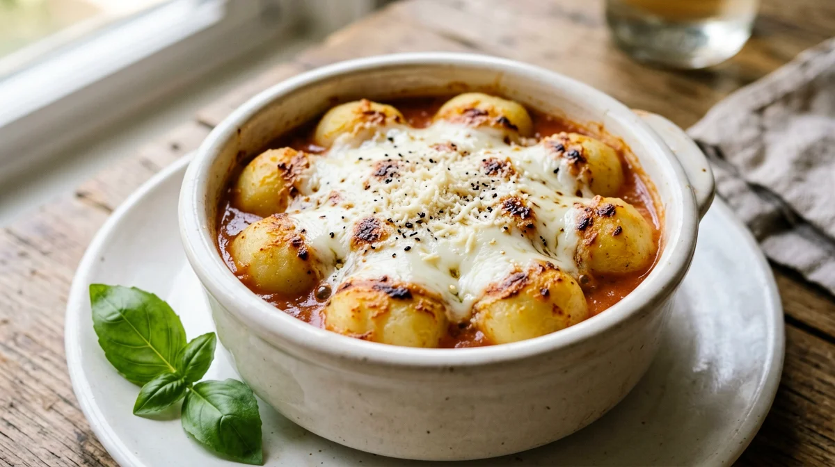 Gnocchi alla sorrentina in a ramekin
