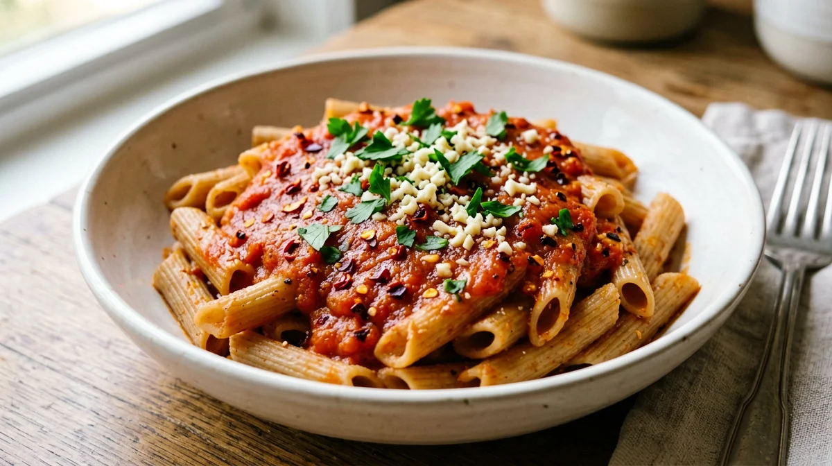 Whole wheat penne arrabbiata