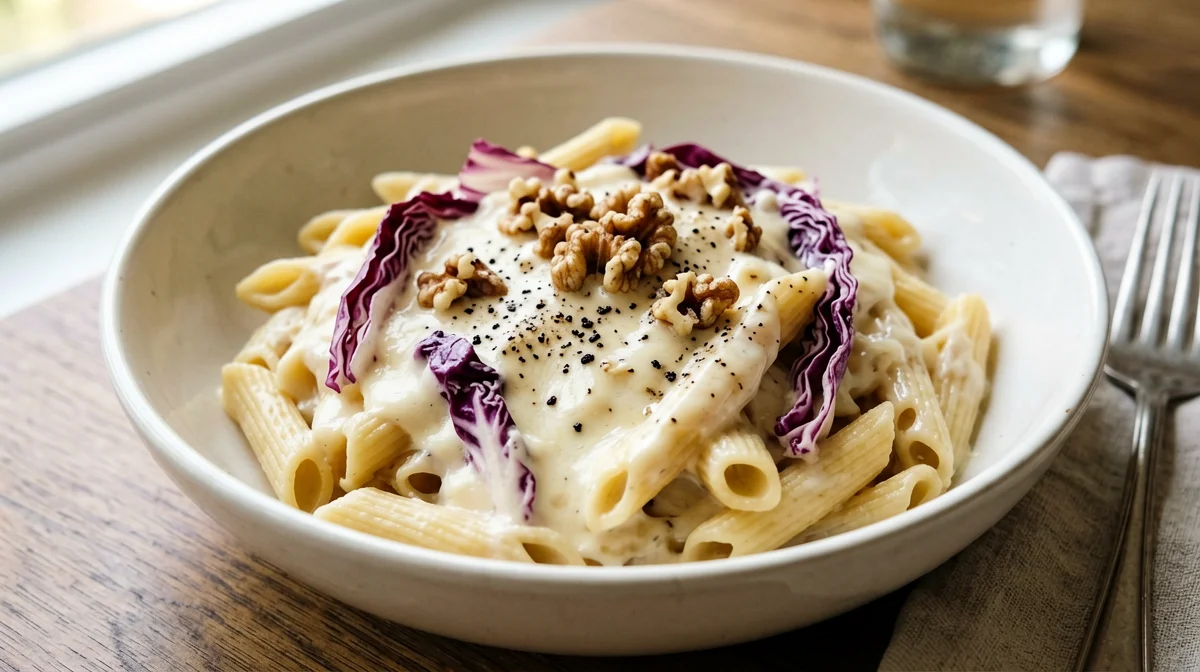 Pennette radicchio, gorgonzola e noci