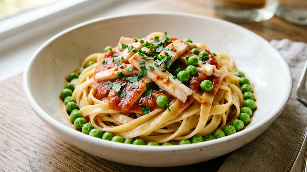 Linguine con seppie e piselli