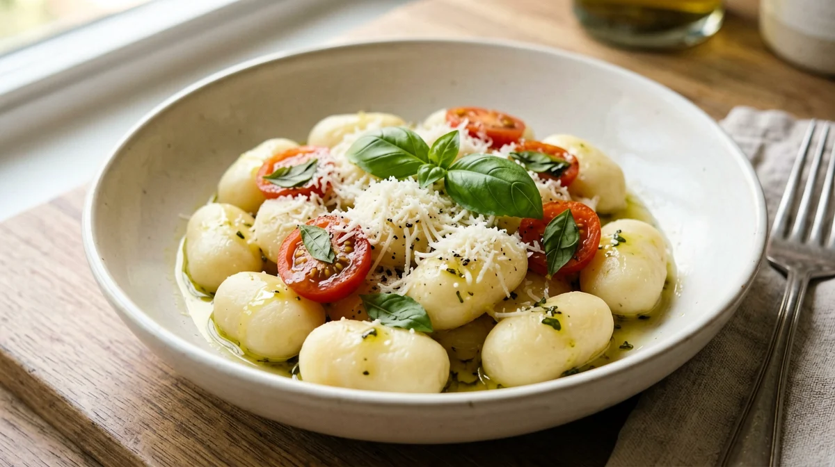 Gluten-free potato gnocchi with fresh tomato