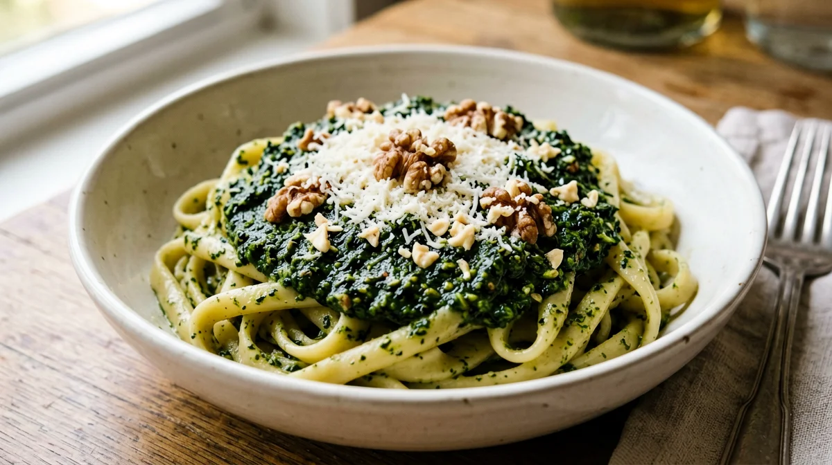 Pasta al pesto di cavolo nero e noci