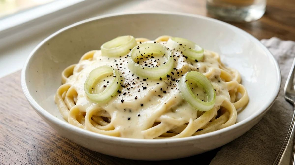 Pasta with leek and taleggio fondue