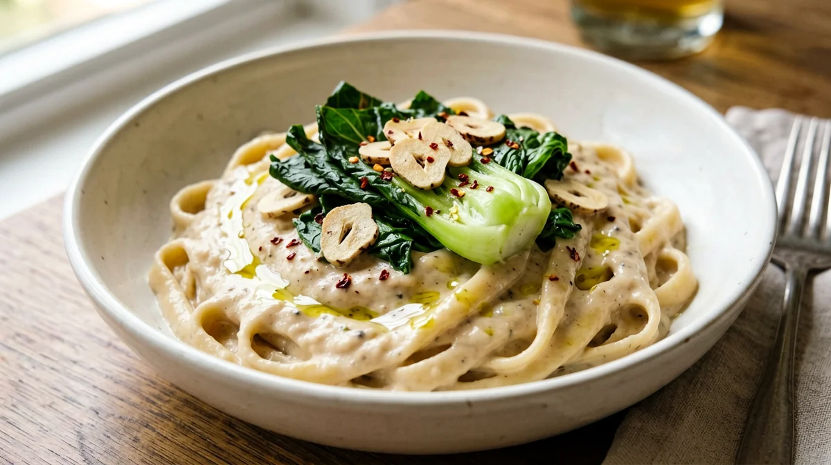 Pasta con fave secche e cicoria